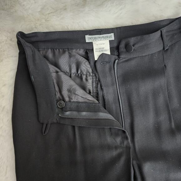 Emporio Armani Black Wool Blend High Waisted Relaxed Fit Trousers | 4 (40) - Picture 7 of 9